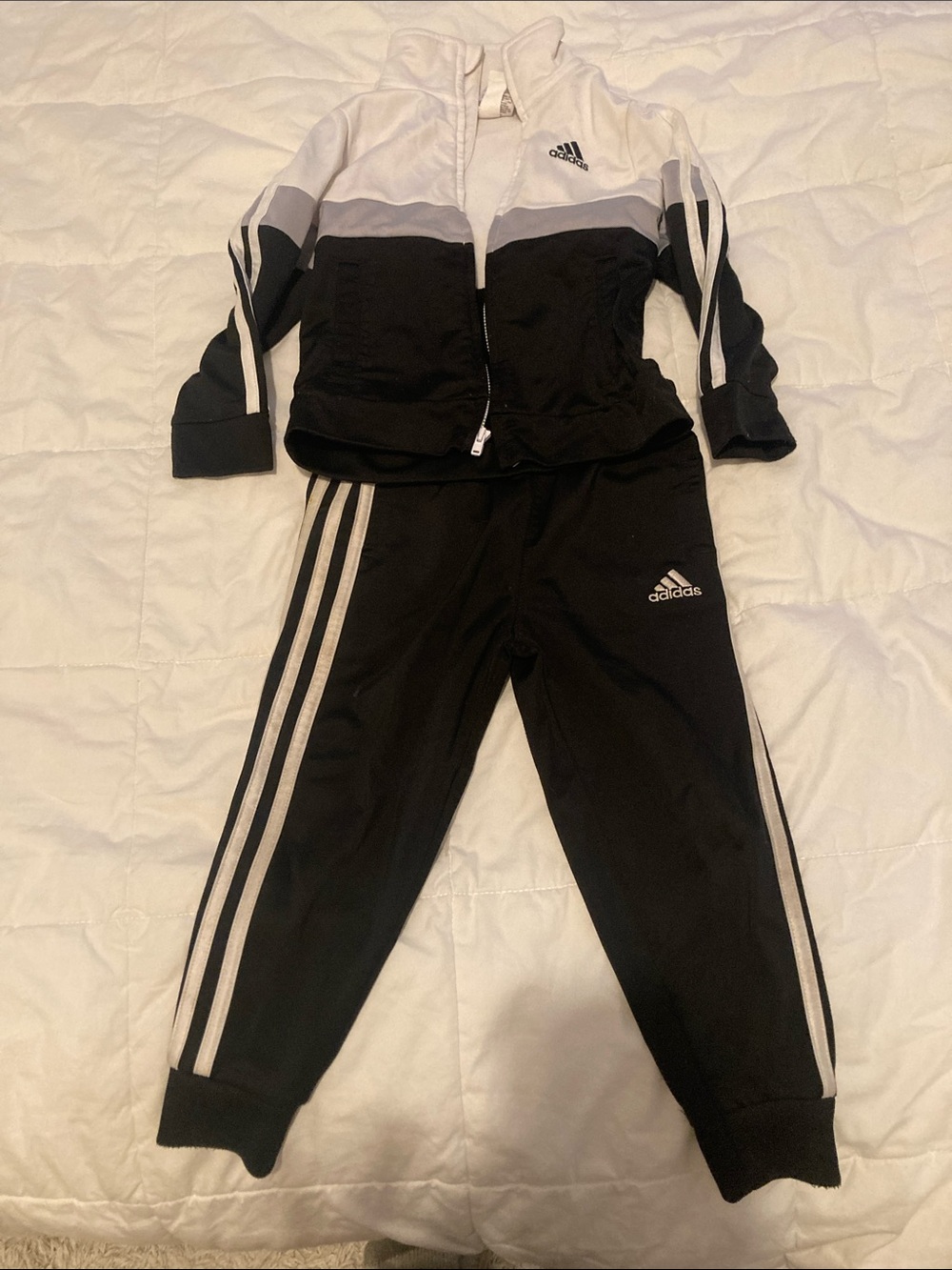 adidas Kids Black & White Two-Piece Track Set